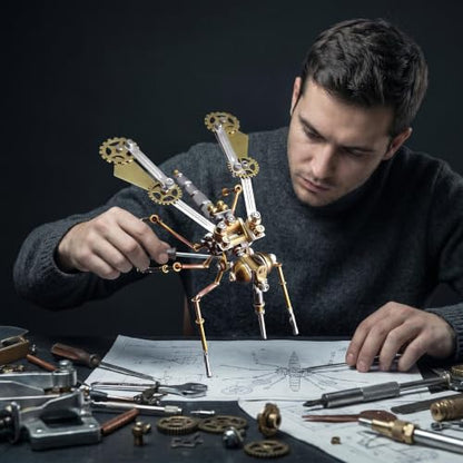 3D Metal Puzzle Model Mechanical Kits Steampunk Mosquito 140+ Components 2-3 Hours Build No Glue Screw Assembly Desktop Decor Christmas & Birthday Gift for Adults Men(Mosquito A) - style: Mosquito A