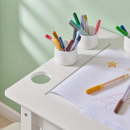 Kids Wooden Craft Table and Chair Set, Standard Size, White