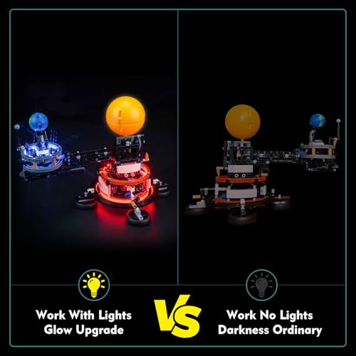 LocoLee Light Compatible with Lego Technic Planet Earth and Moon in Orbit - No Models Only Light, Creative Lighting Set Accessories Compatible with Lego Planet Earth Moon in Orbit 42179 Technic Set
