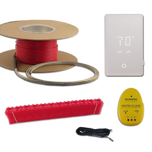 260 Sqft 240V Electric Radiant Floor Heating Kit – Includes Heating Cable, WiFi-LED Thermostat, Sensor, Cable Guides, Installation Monitor and Under Tile Heated Floors - size: 260 Sq Ft (240 Volt)