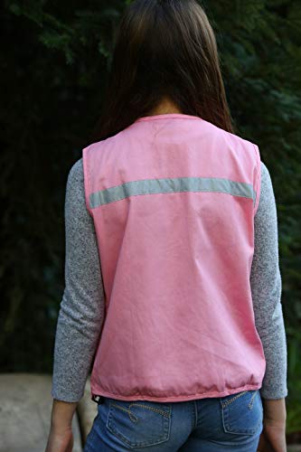 Kids Cargo Vest for Boys and Girls with Reflective Safety Straps - color: Pink, size: Large-X-Large