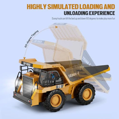 KIDMARKT Remote Control Construction Dump Truck Toy - Construction Toys Vehicle, Toys for Boys 3-5 4-7 8-12 Year Old Kids Christmas Birthday Gift - size: Dump Truck 2