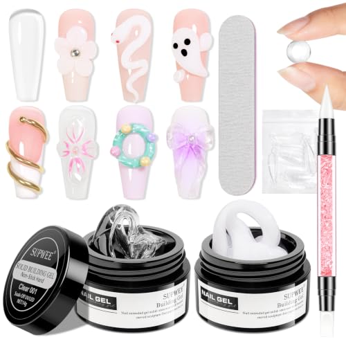 3D Nail Art Gel Clear and White Solid Builder Gel for Nails - color: Clear&White
