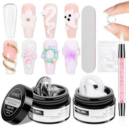 3D Nail Art Gel Clear and White Solid Builder Gel for Nails - color: Clear&White