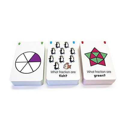 Junior Learning Fraction Flashcards - 3 Decks of 54 Cards for Math