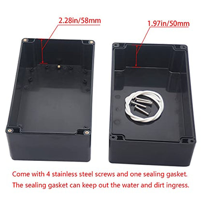 Junction Box IP65 Waterproof ABS Plastic Electrical Project Case Power Junction Boxes, Project Box with 4 PCS M16 Cable Glands 7.87x4.72x4.45 inch (200 x 120 x113 mm) - color: Black, size: 7.87"x4.72"x4.45"