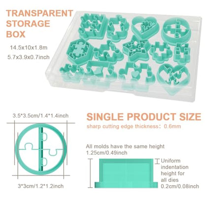 13Pcs Puzzle Piece Polymer Clay Cutters Heart Polymer Cutter for Clay Earrings Making Festival Jewelry DIY - color: Jigsaw Puzzle