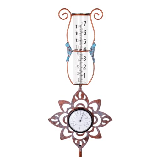 Rain Gauge,Hummingbird 7 inch Rain Gauge Outdoor with Thermometer - color: Thermometer