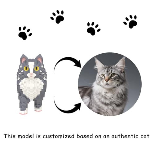 Larcele 1834 Pcs Maine Coon Cat Pet Micro Blocks Toy for Kids 8+ KLJM-05 - style: Maine Coon Cat