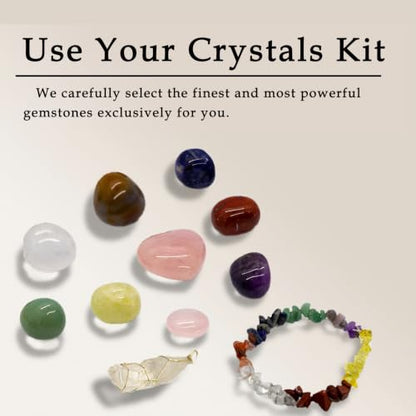 Crystals and Healing Stones, Chakra Stones, Crystal Set, Crystal Gift Box - size: Necklace & Bracelet Set