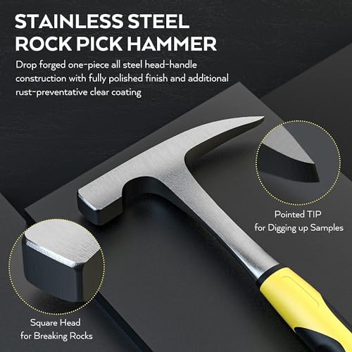 INCLY 26PCS Upgrade Geology Rock Pick Hammer Kit, Rock Hounding Equipment