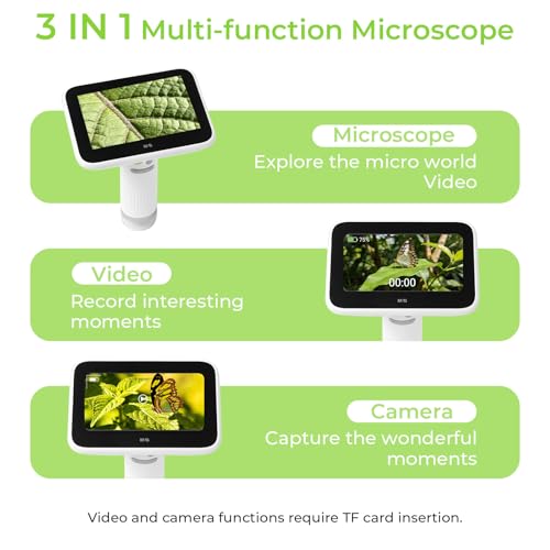 1000X Handheld Digital Microscope for Kids, 4.3" Large LCD Screen Rechargeable Portable Microscope, Take Photos & Videos, Outdoor Exploration Gift for Boys & Girls, Works with Windows & Mac