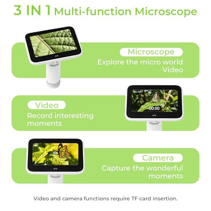 1000X Handheld Digital Microscope for Kids, 4.3" Large LCD Screen Rechargeable Portable Microscope, Take Photos & Videos, Outdoor Exploration Gift for Boys & Girls, Works with Windows & Mac