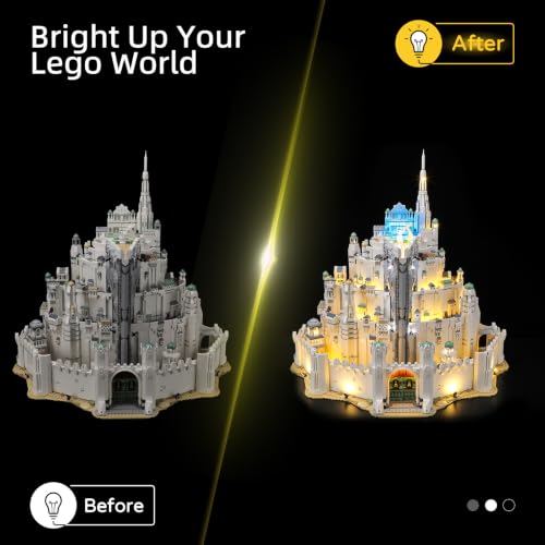 YEABRICKS LED Light for Lego 11377 Icons The Lord of the Rings: Minas Tirith Building Blocks Model -Gift for Collectors & Hobbyists(Building Set NOT Included) - style: Only Light Minas Tirith