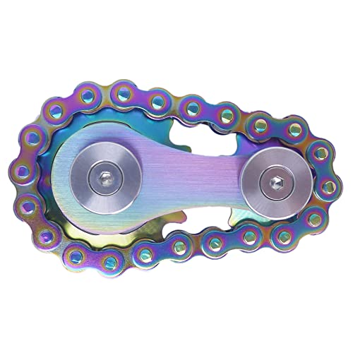 Fidget Spinner, Sprocket Linkage Bike Chain Spinner Design 2 Gears Figity Spin Finger Games, Metal Stainless Steel Durable Mechanics, Premium Figit Toy - Full Colorful - color: Full Colorful