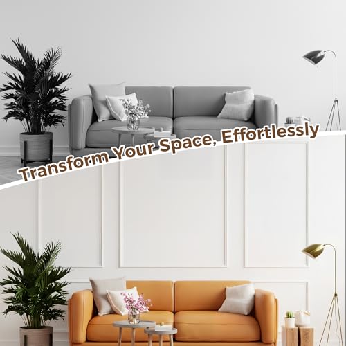 Teabelle Pre-Cut Wall Molding Kit, 6 Pcs Wainscoting Panels - color: White-01