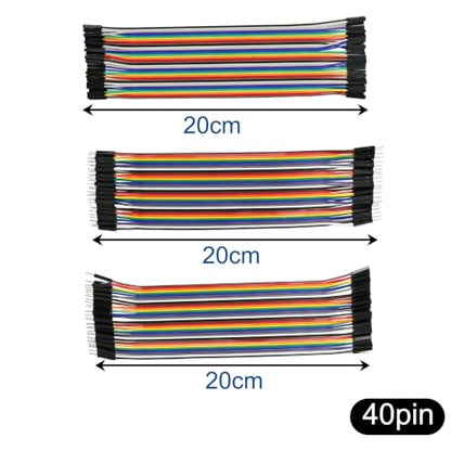 Breadboard Kit 830 + 400 + 6×170 Point Solderless Prototyping Boards, 120Pcs 20cm Dupont Jumper Wires M-M M-F F-F for Arduino Raspberry Pi ESP32 Electronics Projects - size: 830+400+6×170 Breadboard Kit