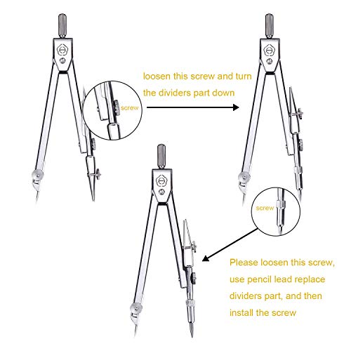 EBOOT Drawing Compass and 6 in Protractor Geometry Set, Clear - color: Clear