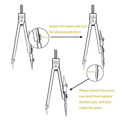 EBOOT Drawing Compass and 6 in Protractor Geometry Set, Clear - color: Clear