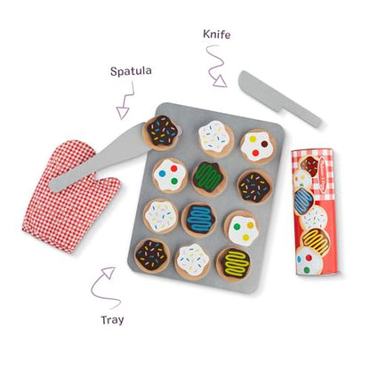 Melissa & Doug Slice & Bake Cookie Set with Wooden Play Food, Colorful Toppings & Play Kitchen Accessories, Preschool Learning Toys for Girls & Boys 3+