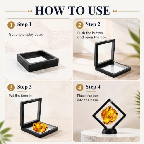 Dicunoy 30 PCS 3D Floating Display Case, 3.5" Black Coins Display Frame for Antique Challenge Coins, AA Medallion, Jewelry, Shells, Fossils, Gems, Minerals, Rocks, Pins