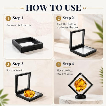 Dicunoy 30 PCS 3D Floating Display Case, 3.5" Black Coins Display Frame for Antique Challenge Coins, AA Medallion, Jewelry, Shells, Fossils, Gems, Minerals, Rocks, Pins