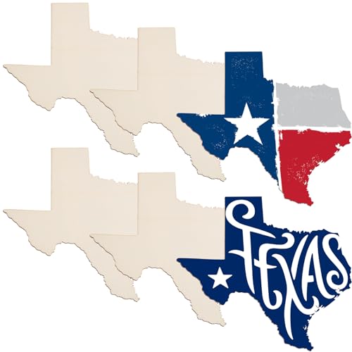 BBTO 6 Pack Texas Unfinished Wood Cutouts US State 10" Wood Slices Wooden Paint Crafts Christmas Ornaments Pieces for Home Decor Ornament DIY Craft Art Project - style: Texas