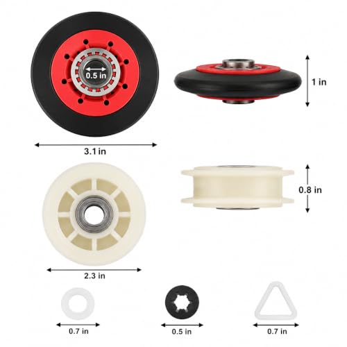 Dryer Repair kit Drum Roller, Idler Pulley, Belt fit for Whirlpool WED9150WW0 WED9550WW1 WGD9200SQ0 WED5500XW0 WED9400SW2 GEW9250PW1 WED9200SQ0 WED9150WW1 WED9050XW1 WED8300SW2 WED8300SW1 WED8300SW0