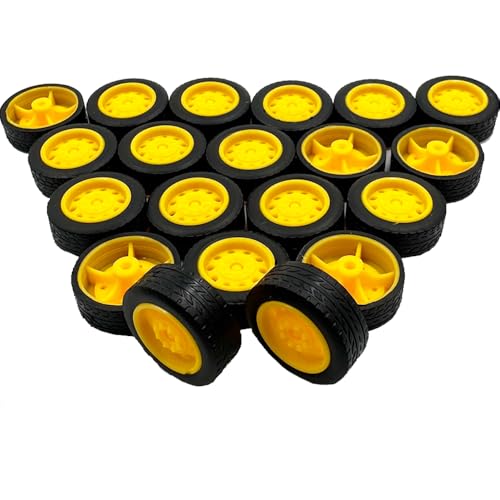 20PCS Toy Car Small Wheels Model Car Rubber Tire Wheels with 10PCS Shaft Round Rod Axles for RC Car Truck Robot DIY Model Toy Building Accessories (2x9x27mm) - style: 2x9x27mm