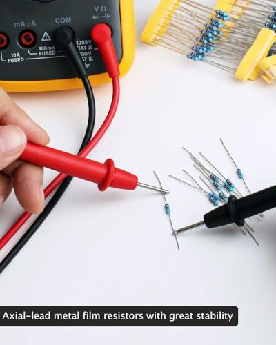 ELEGOO 525 Pcs 1/4W Metal Film Fixed Resistor Kit, 17 Values, ±1% Tolerance