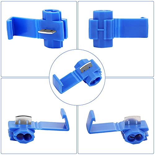 200pcs Solderless Quick Splice Snap Wire Connectors, 18-14 AWG Splice Connector (Cable Joiner), Blue Cold Pressed Insulated Electric Wire Crimp Connectors - color: Blue-200pcs