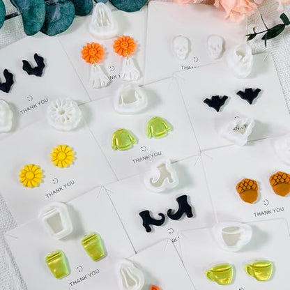 Xaekicr 12PCS Mini Halloween Clay Cutters for Polymer Clay Jewelry – Small Clay Earring Cutters, Fall Pumpkin Coffee Boot Shapes, Polymer Clay Tools & Molds Kit - color: 2F color