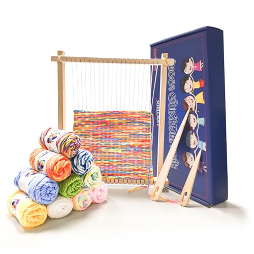 LYKTRIX Weaving Loom for Kids Age 6-12,Small Wooden Weaving Loom Kit,Suitable for Beginners and Children, 9 * 11 inch Knitting Loom Kit Includes Instructions and Enough Yarn 28×24cm - size: 28×24cm