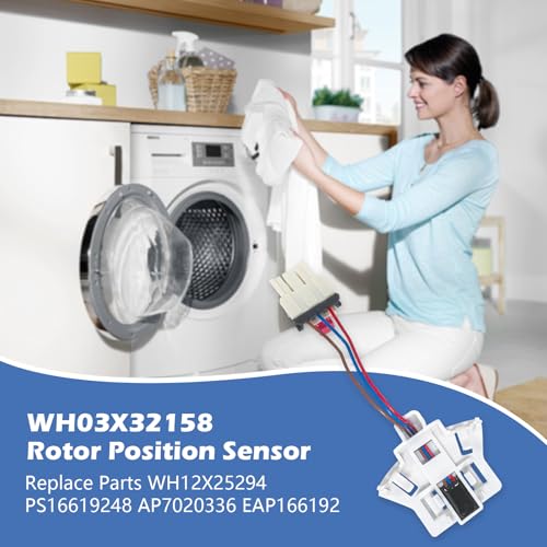 WH03X32158 WH12X26330 Washer Speed Sensor/Rotor Position Sensor Replacement for GE Hotpoint Washer Replace WH12X25294 PS16619248 AP7020336 GTW335ASN1WW GTW465ASN9WW GTW465ASN1WW HTW240ASK6WS Parts - style: WH03X32158