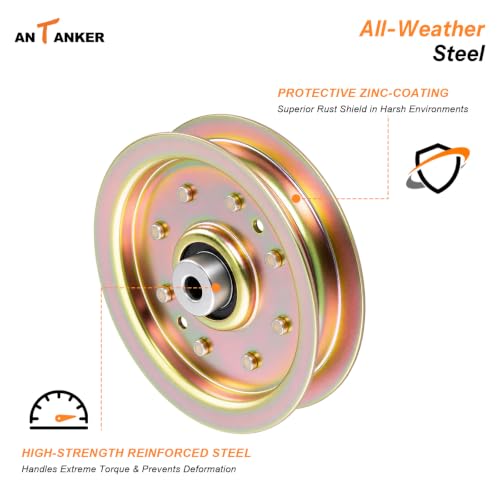 Flat Idler Pulley 753-08171 956-04129 for Cub Cadet Parts RZT 50 Mower Deck Drive Pulleys Troy Bilt LTX1050 GT54 RZT42, Fits 38" 42" 50" 54" Riding Lawn Tractor Replacement - color: 1 PCS