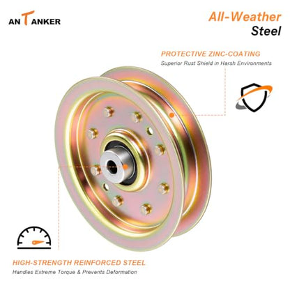 Flat Idler Pulley 753-08171 956-04129 for Cub Cadet Parts RZT 50 Mower Deck Drive Pulleys Troy Bilt LTX1050 GT54 RZT42, Fits 38" 42" 50" 54" Riding Lawn Tractor Replacement - color: 1 PCS