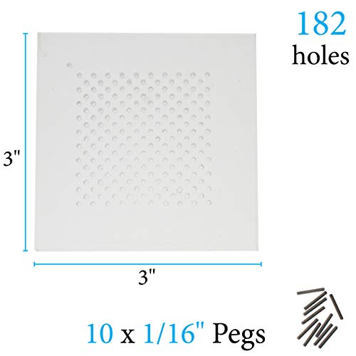 The Beadsmith Wig Jig Delphi Wire Elements 3 Acrylic Square Jig, 182 Holes, 10 Removable Metal Pegs Tool for Making Wire Components and Jewelry Designs - size: 3" Square Jig