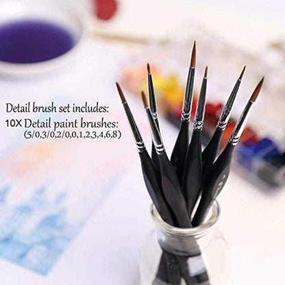 Golden Maple Detail Paint Brushes Set 10pcs - style: 10BK