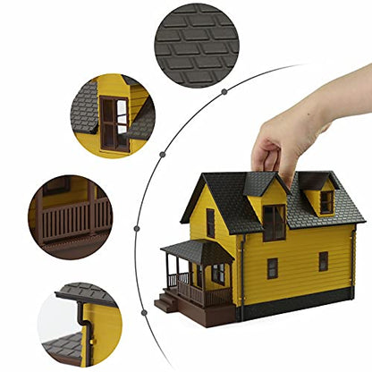 O Scale Christmas Village Model Building 1:50 Residential Modern House Assembled Architectural for Model Train Layout Diorama JZO01 (Yellow) - color: Yellow