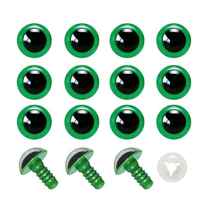 BESTCYC 100pcs 15mm Green Plastic Safety Eyes Craft Eyes with Washers for Amigurumi Dolls Plush Animals DIY Craft Lovers Doll Makers Crochet Craft Supplies - color: Green, size: 15mm