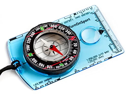 TurnOnSport Orienteering Compass - Advanced Scout Compass for Hiking, Camping, and Backpacking - Best Survival Gifts for Kids