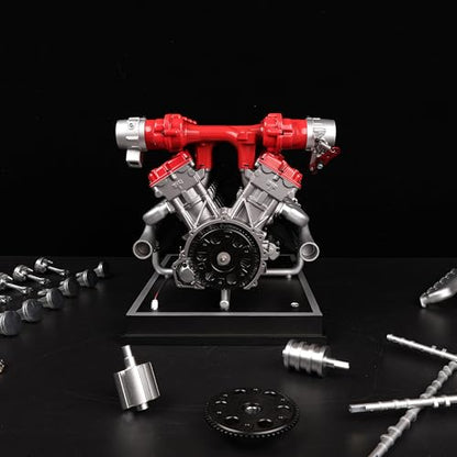 Metal V12 Engine Model Kit That Works 800+ PCS Metal Motorized 4-Stroke Engine with Electric Drive, DIY STEM Building Project & Educational Gift for Adults, and Car Enthusiasts
