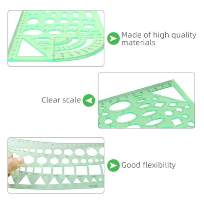 Circle Template, Style2, Clear Green Plastic, 2 PCS - style: Style2,2Pcs