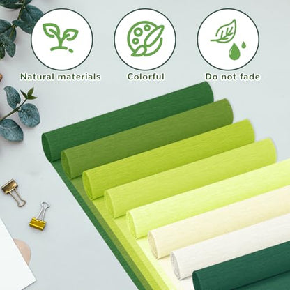 Crepe Paper Streamers 8 Rolls, 10 x 98Inch 8 Green Colors - color: Green