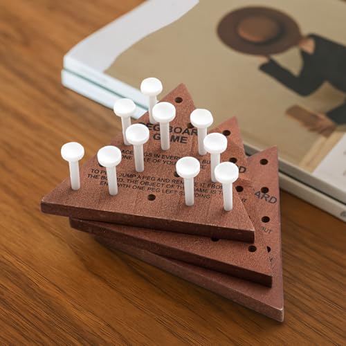 Skylety 12 Pack Triangle Peg Games Wooden Board Table Game, Dark Color - color: Dark Color