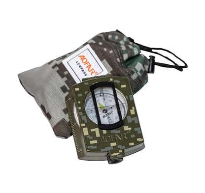 AOFAR Military Compass,AF-4580 Lensatic Sighting, Waterproof and Shakeproof with Map Measurer Distance Calculator, Pouch for Camping, Hiking - color: Camouflage