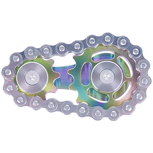 Fidget Spinner, Sprocket Linkage Bike Chain Spinner Design 2 Gears Figity Spin Finger Games, Metal Stainless Steel Durable Mechanics, Premium Figit Toy - Colorful - color: Colorful