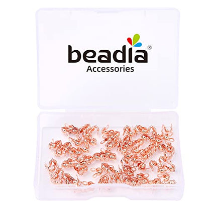 BEADIA Rose Gold Plated End Caps Non Tarnish 3x6mm 200pcs for Jewelry Making Findings - color: End Caps Rose Gold, size: 3x6mm