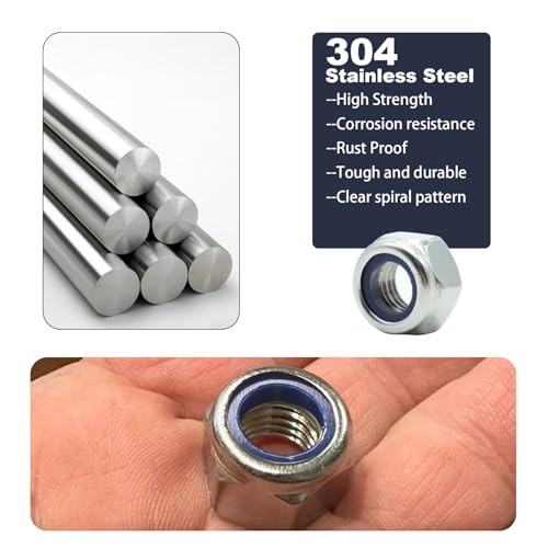 M6-1.0 Nylon Insert Lock Nuts 160 Pack, 304 Stainless Steel Hardware Nuts - size: M6-1.0 (160 Pcs)