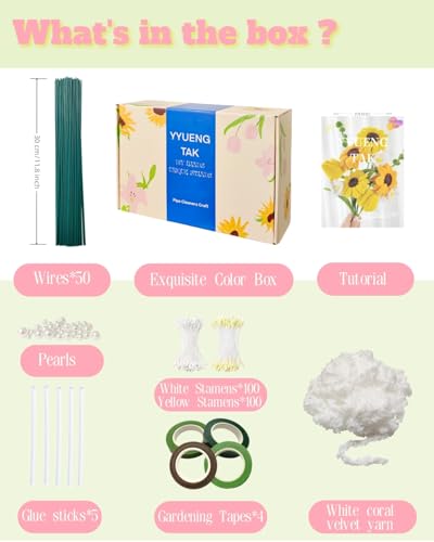 1000 Pcs Pipe Cleaners Flower Kit, 18 Colors Chenille Stems with Complete Accessory Set & Instruction, Pipe Cleaners Craft, Art and Craft Supplies, DIY Art Projects Creative Gift